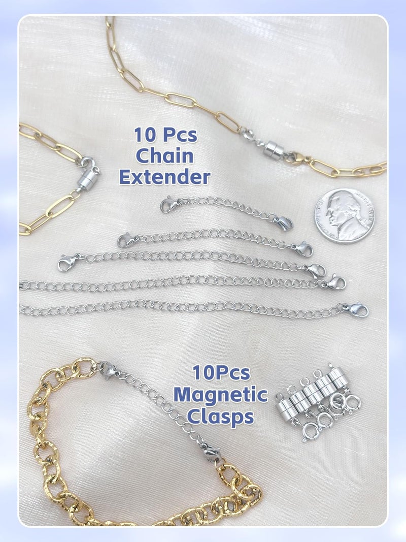 Evnlo Necklace Extender and Magnetic Necklace Clasp,Silver Chain Extenders for Necklaces Bracelet Jewelry - Image 4